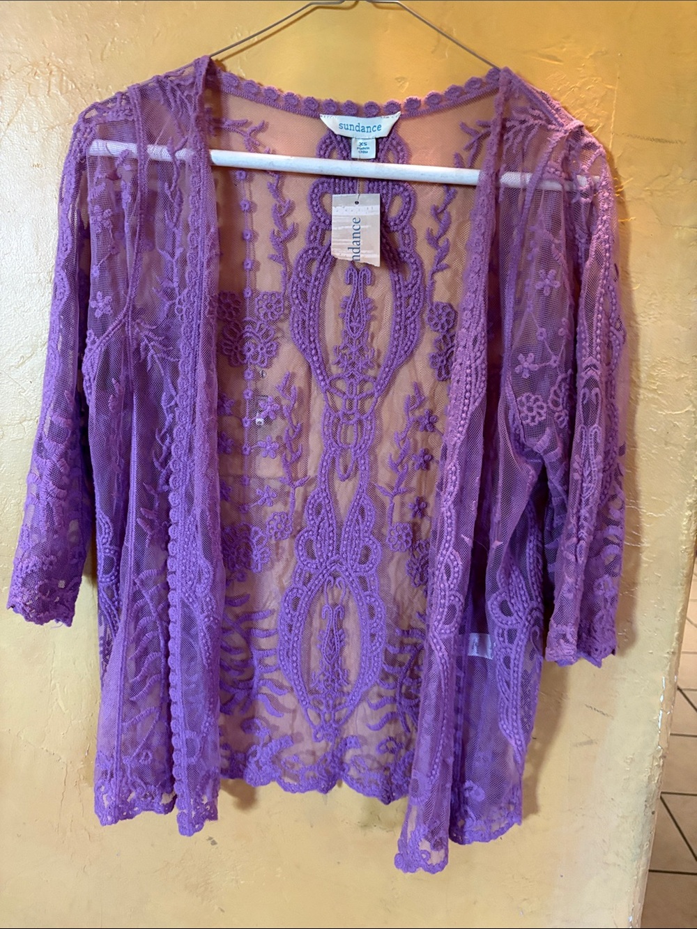 Sundance Lace Open Front Cardigan in Violet
